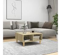 Tavola da caffè in rovere Sonoma, 60 x 60 x 30 cm Modern Square Living Room Table with Storage Shelf, Scandinavian Style, Solid Wood Legs, Easy Assembly, Durable Wood Material for Home Decor