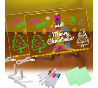 Tavola da disegno a LED luminosa per bambini, 2 tavole da disegno luminose, per bambini, con luce a scarabocchio, in acrilico trasparente, 30 x 20 cm, lavabile