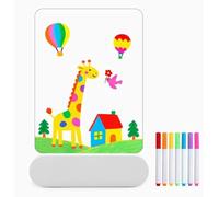 Tavola da disegno a LED luminosa per bambini, ricaricabile, con 7 colori e supporto regolabile, lavagnetta per scrivere in acrilico lavabile, ideale come regalo per ragazzi e ragazze dai 3 anni in su