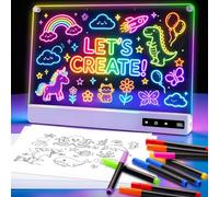 Tavola da disegno al neon a LED per bambini, riutilizzabile, 40,6 cm
