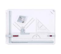 Tavola da disegno bianca A3 con design ergonomico, 2 righelli paralleli e 2 clip angolari per architetti, artisti, ingegneri e
