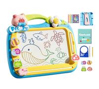 Tavola da disegno magnetica per bambini, con 2 penne, arte educativa, giocattolo primaverile multifunzionale con 4 timbri