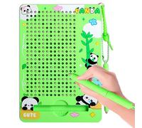 Tavola da Disegno Magnetico, Lavagne da Disegno con Piccole Palline Magnetiche in Acciaio con Penna, Magico Gioco Magnetico, Lavagna magnetica per educazione per dai 3 Anni in su-Modello Panda verde