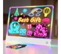 Tavola da disegno ricaricabile a LED per bambini, 7 colori, con supporto | Lavagna luminosa portatile in acrilico cancellabile a secco, regalo per adolescenti e compleanni, opzione Pasqua
