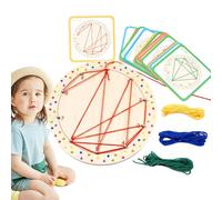Tavola da gioco matematica in legno, giocattolo di apprendimento matematico, vassoio in legno con carte ed elastici, per ragazzi e ragazze, apprendimento scolastico e sviluppo del Mo