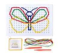 Tavola da infilatura - Kit di tessuto ABS per bambini | Corde colorate da 19 cm e 18 schede di modelli di apprendimento a motorie fini | ideale per attività creative tra genitori e figli, manuale