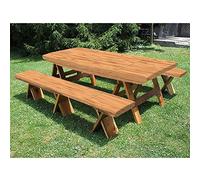 Tavola da picnic in poliestere da 182,9 cm e panca, con stampa a trama di assi di legno, set da 3 pezzi, perfetto per feste all'aperto, patio, 71 x 183 cm