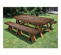Tavola da picnic in poliestere da 182,9 cm e panca, con stampa a trama di assi di legno, set da 3 pezzi, perfetto per feste all'aperto, patio, 71 x 183 cm