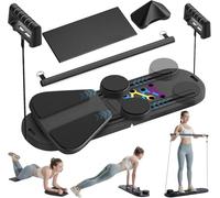 Tavola da pilates 6 in 1, pieghevole, da pilates, per esercizi a casa, colore nero, multifunzione per addominali con tavola multifunzione da Exercise Board (nero staz)