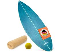 TAVOLA DA SURF BALANCE BOARD IN LEGNO NATURALE CON KIT RULLO E PALLA - ATTREZZAT