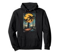 Tavola da Surf Beach Palm Trees Hawaiian-Theme Cool Graphic Felpa con Cappuccio