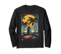 Tavola da Surf Beach Palm Trees Hawaiian-Theme Cool Graphic Maglia a Manica