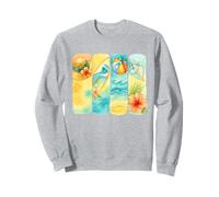 Tavola da surf con scena estiva tropicale sulla spiaggia Seashell Hibiscus Felpa