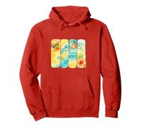 Tavola da surf con scena estiva tropicale sulla spiaggia Seashell Hibiscus Felpa con Cappuccio