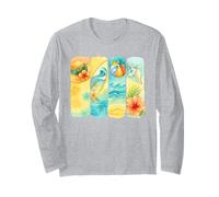 Tavola da surf con scena estiva tropicale sulla spiaggia Seashell Hibiscus Maglia a Manica