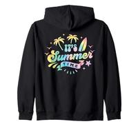 Tavola da surf in stile retrò "It's Summer Time" con palme Felpa con Cappuccio