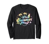 Tavola da surf in stile retrò "It's Summer Time" con palme Maglia a Manica