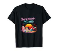 Tavola da Surf Miami Retro Neon Beach Sunset Flamingo Grafica Maglietta