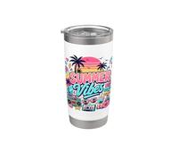 Tavola da surf retrò anni '80 e '90 nostalgia Summer Beach Vibes Boombox Bicchiere termico in acciaio inox doppia parete