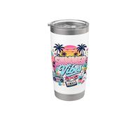 Tavola da surf retrò anni '80 e '90 nostalgia Summer Beach Vibes Boombox Bicchiere termico in acciaio inox doppia parete