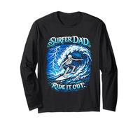 Tavola da Surf Surfer Dad Skeleton Riding Wave Ocean Maglia a Manica