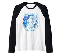 Tavola da Surf Surfer Dad Skeleton Riding Wave Ocean Maglia con Maniche Raglan