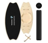 Tavola di’Equilibrio in Legno, Tavola d'Equilibrio Professionale con Rullo, Palla d’Equilibrio, Supporto, Tavola Indoor per Skateboard & Surf, Trickboard per Fitness, Yoga & Riabilitazione
