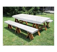 Tavola di legno da 182,9 cm in poliestere con tavolo da picnic e panchina, con stampa texture a assi di legno, per esterni/barbecue/campeggio, 71 x 183 cm