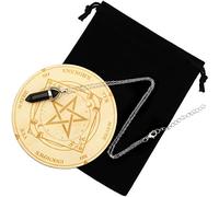 Tavola di Pendolo a Stella Bacheca Metafisica di Divinazione Rabdomanzia, in Legno Intagliato, con Collana Rabdomantzia di Pendolo di Cristallo Kit di Forniture oer Altare Wiccan di Stregoneria