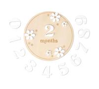 Tavola di registrazione circolare in legno per bambini, 15 cm, con base bianca, set di 11 cartelli per la crescita, design rustico in legno, accessorio decorativo per foto per acquisire memoria