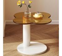 Tavola finale a forma irregolare, tavola laterale in vetro scuro, tavola da bere con accento moderno con piedestallo, 17,71 "altezza