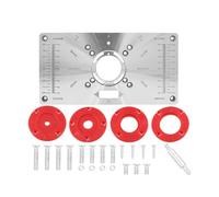 Tavola For Fresatura Piastra Di Inserimento In Alluminio For Incisione Macchina For Con 4 Anelli For Accessorio For Utensili For La Lavorazione Del Legno Centratura Di Precisione(Red)