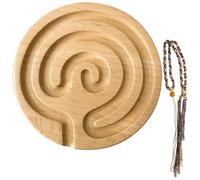 Tavola in legno per la respirazione con labirinto, giocattolo per alleviare l'ansia, meditazione consapevole, portatile, strumento antistress, manuale e corda decorativa inclusa, sicuro per la natura