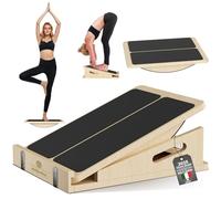 Tavola inclinata in legno 2 in 1 per allungamento e bilanciamento dei polpacci, cuneo regolabile professionale per allungamento della caviglia, pedane inclinate per fisioterapia per ginocchia (Legna)