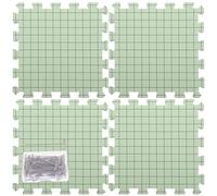 Tavola per Bloccaggio Uncinetto in Schiuma, Set Portatile Verde Chiaro | Spilli Metallici a T, Pannelli ad Incastro, per Filati e Scialli in Pizzo, Uso Fai