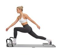 Tavola per pilates 4 in 1, silenziosa, con rimbalzo automatico per addominali, multifunzione, per la casa, rimovibile, con doppia guida regolabile, grigio