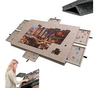 Tavola Per Puzzle Inclinabile, Puzzle Da 1000 Pezzi Con Supporto E Copertura 2 In 1, Custodia Leggera In Feltro Con 6 Cassetti Per Adulti, Tavolo Portatile Per Puzzle 1500 pieces Dark camel
