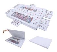 Tavola Pieghevole Per Puzzle Con Supporto e Copertina 2 In 1,Porta Puzzle Per Fino a 1000 Pezzi Con 6 Cassetti,Piano Per Puzzle Portatile In Feltro Super Leggero,Adatto Per Adulti e Bambini,Bianco