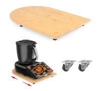 Tavola scorrevole in bambù per Bimby TM7 con ruote a 360°, facile spostamento del TM7, accessorio di alta qualità con piedini in gomma antiscivolo, supporto sicuro, naturale