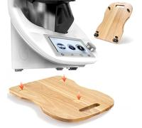 Tavola Scorrevole in Legno di Gomma per Bimby TM6 e TM5 - Base Universale con Rotelle, Vassoio Multifunzione e Design Antiscivolo per Accessori Thermomix TM6 TM5, Marrone Chiaro