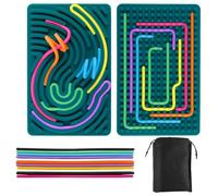 Tavola sensoriale in silicone con 20 corde in silicone e borsa per riporre oggetti per calmare ansia, stress, ADHD, autismo, sviluppo precoce, piastra di apprendimento sensoriale, per aereo