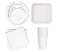 Tavola Set Cena Festa Monouso Matrimonio Compleanno Piatti di Carta Cup Napkins