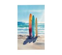 Tavole da surf ad acquerello in piedi nel cortile di sabbia, bandiere per la casa, 3 x 1,5 m, striscione di auguri con occhielli per interni ed esterni, decorazioni per la casa