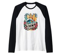 Tavole da surf da spiaggia Newport OC, la casa di The Wedge Art Maglia con Maniche Raglan