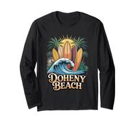 Tavole da surf Doheny Beach Scene sole e palma Maglia a Manica