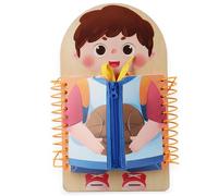 Tavole per imparare a vestirsi, pratica educativa di allacciatura delle scarpe per bambini. Impara ad abbottonare, allacciare, chiudere con cerniera, scattare, giocattoli Montessori multistrato p