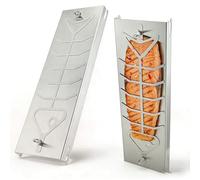 Tavole per salmone fiamma, in acciaio inox, set da 2 pezzi, per braciere e barbecue a sfera, 56 cm, con funzione di rotazione di 180°, in acciaio inox, con viti di fissaggio incluse
