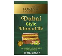 Tavoletta Cioccolato Dubai Style Foreva 70g - Cioccolato al Latte con Kadaif Croccante & Crema di Pistacchio - Ricetta Gourmet Ispirata a Dubai - Cioccolato Imbottito Premium Pistacchio Kadaif