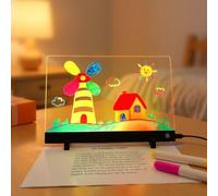 Tavoletta da disegno a LED per bambini, 20 x 20 cm, per giochi creativi a | Diverse modalità di colore, disegni dinamici vivaci, migliora la creatività, dimensioni 26 x 35 cm, struttura in acrilico