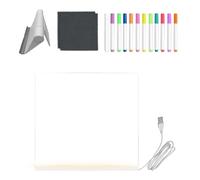 Tavoletta Da Disegno Illuminata Per Bambini,Tavoletta In Acrilico Trasparente | Con 12 Penne a Colori e Supporto Pieghevole Regolabile Lavagna a Secco LED - per Giovani, Bambini, Arte, Scuola, Viaggi